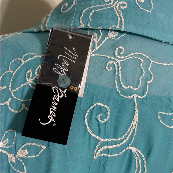 Maggie Barnes Teal Embroidered Blouse - Picture 5 of 8